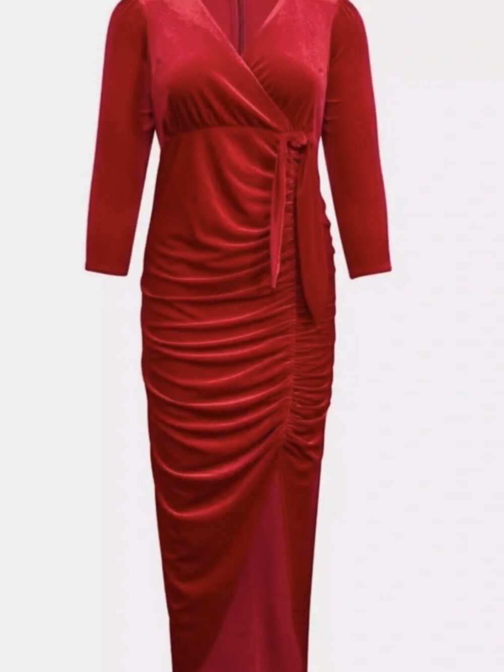 NWT - Torrid Size 22 Red LS Velvet Hi Slit Maxi - Picture 2 of 10